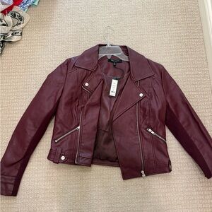 Romeo & Juliet Couture Deep Red Leather Jacket